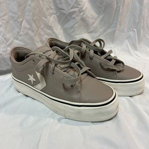Faux Leather Converse Star Replay Platform Women’s Grey